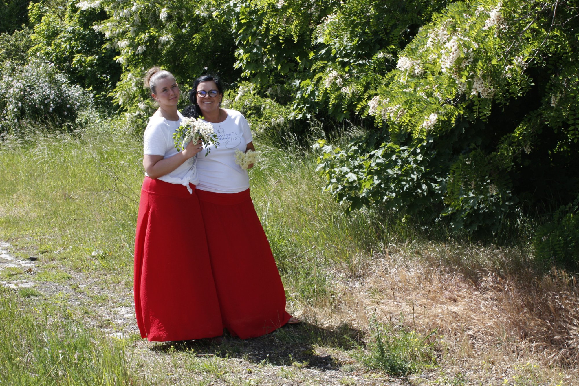 Sukně dlouhá mačkaná viskóza - ČERVENÁ – foto 2