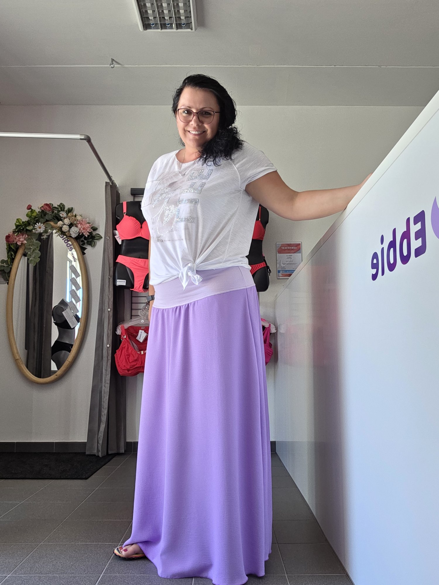 Sukně dlouhá mačkaná viskóza - LILA – foto 1