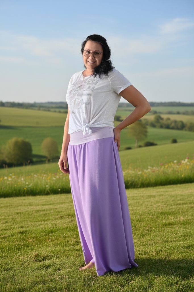 Sukně dlouhá mačkaná viskóza - LILA – foto 2