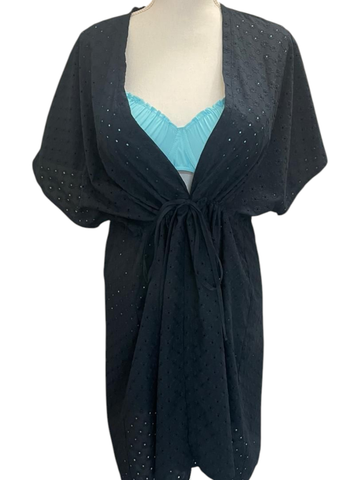 Plážové kimono s vázačkou - TMAVĚ MODRÝ – foto 3