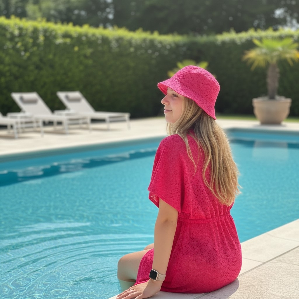 Plážové kimono s vázačkou - NEON RŮŽOVÉ – foto 4